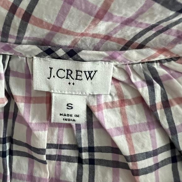 J. Crew - NWT Plaid Ruffle Trim Peasant Top Blouse Sz S - Picture 9 of 11